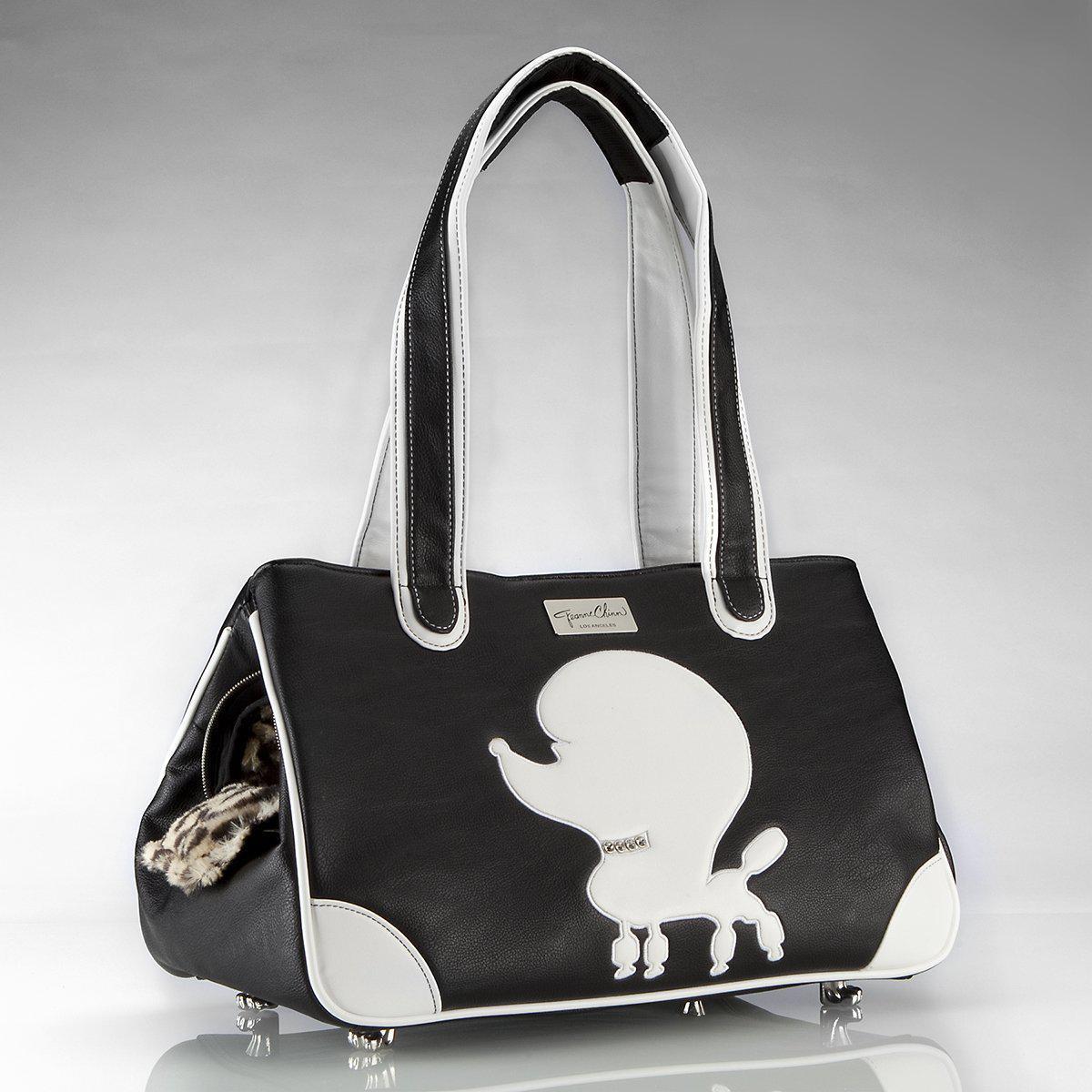 Pampered Poodle Rescue Me Tote Faux Leather Dog Carrier Black