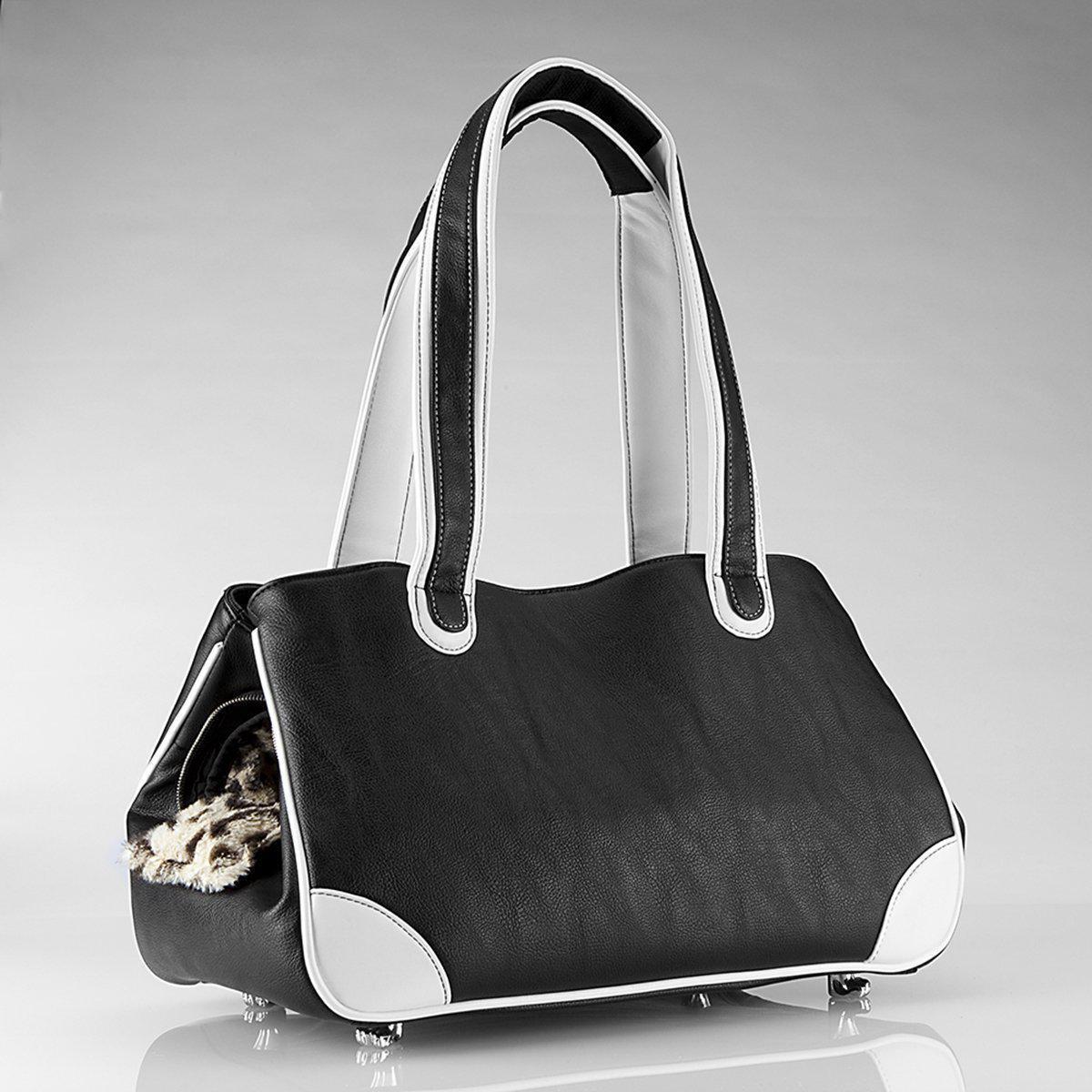 Pampered Poodle Rescue Me Tote Faux Leather Dog Carrier Black