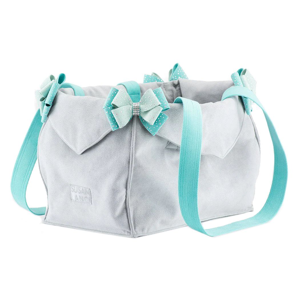 Silver Stardust Mint & Bimini Blue Double Nouveau Bow Luxury Dog Carrier