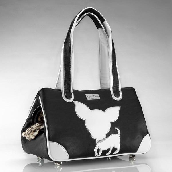 Te Quiero Chihuahua Rescue Me Tote Faux Leather Dog Carrier Black